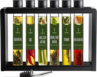 Gourmet Infused Olive Oil Gift Set with Bamboo Rack