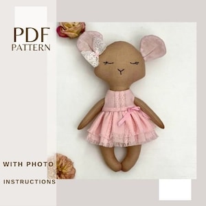 Weiche Maus mit Kleidung, PDF Schnittmuster und Anleitung, Maus Schnittmuster, Öko Spielzeug, Kuscheltier Schnittmuster, PDF Stoffpuppe, Einfaches Schnittmuster.