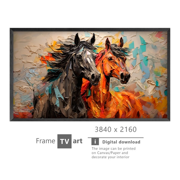 Samsung Frame TV Art, expressionism, horse, modern art, digital art, Digital download for Samsung Frame, Digital download, Frame TV Art,