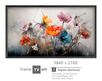 Samsung Frame TV Art, Flowers watercolor, modern art, digital art, Digital Download for Samsung Frame, Digital Download, Frame TV Art,
