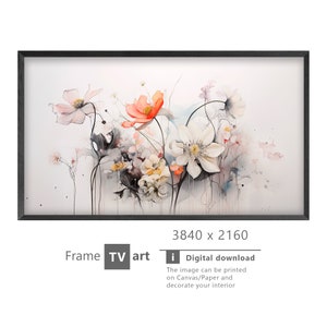 Samsung Frame TV Art, Flowers watercolor, modern art, digital art, Digital Download for Samsung Frame, Digital Download, Frame TV Art,