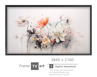 Samsung Frame TV Art, Flowers watercolor, modern art, digital art, Digital Download for Samsung Frame, Digital Download, Frame TV Art,