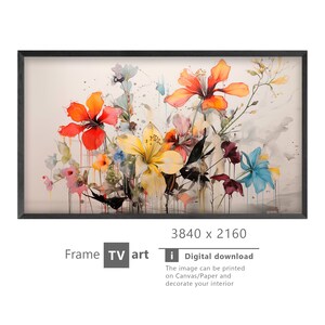 Samsung Frame TV Art, Flowers watercolor, modern art, digital art, Digital Download for Samsung Frame, Digital Download, Frame TV Art,