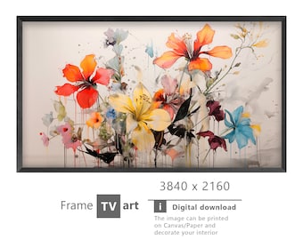 Samsung Frame TV Art, Flowers watercolor, modern art, digital art, Digital Download for Samsung Frame, Digital Download, Frame TV Art,
