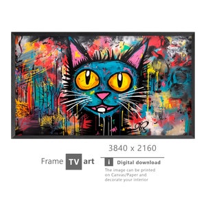 Samsung Frame TV Art, cat, modern art, digital art, Digital download for Samsung Frame, Digital download, Frame TV Art,