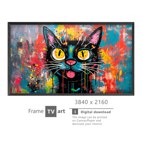 Samsung Frame TV Art, cat, modern art, digital art, Digital download for Samsung Frame, Digital download, Frame TV Art,