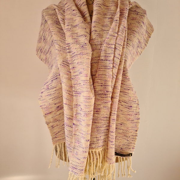 Hand-woven pure raw wool shawl