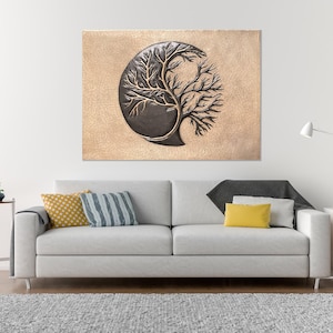 Handcrafted Copper Tree of Life Wall Art: Lunar Design