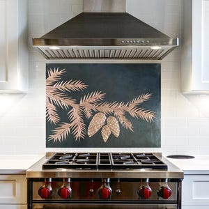 Handcrafted Copper Wall Art: Rustic Pine Branch & Cones