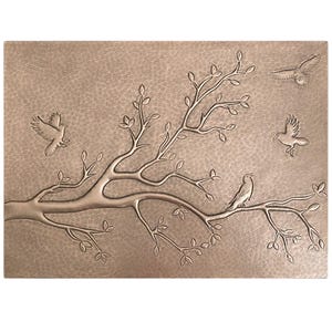 Handcrafted Hammered Copper Wall Art: Crow & Raven on Branch