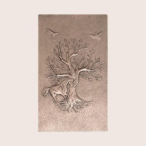 Hammered Copper Tree of Life Panel: Horse & Birds Backsplash