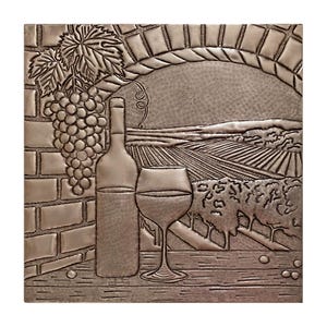 Handcrafted Tuscan Copper Wall Art: Vineyard Wine Decor
