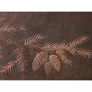 Handmade Copper Pine Cone Wall Art - Rustic Botanical Decor, Forest Inspired Pine Branch Artwork, Unique Metal Nature Decor