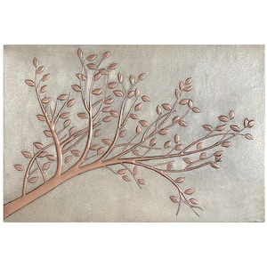 Handmade Copper Tree Branch Backsplash Tile Mural: Rustic Kitchen Wall Art