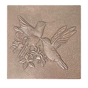 Handmade Hammered Copper Hummingbird Wall Art: Intricate Floral Design