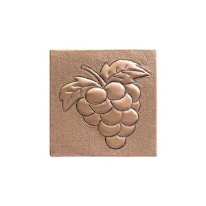 Handmade Hammered Copper Grape Wall Tile: Rustic Kitchen Decor