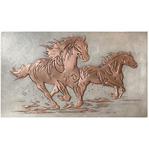 Hammered Copper Horses Wall Art: Equestrian Decor