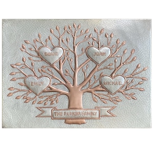 Personalized Family Tree Copper Tile - Handcrafted Hammered Art | Custom Kitchen Backsplash | Rustic Family Decor