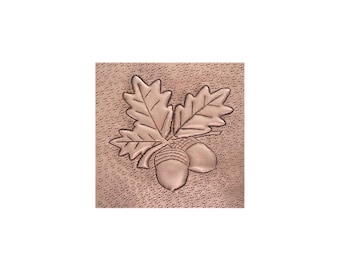 Hammered Copper Acorn Wall Tile, Rustic Copper Decorative Panel, Handmade Nature-Inspired Metal Wall Art, Oak Leaf Copper Decor