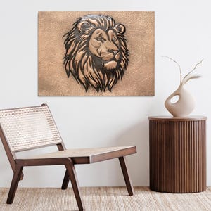 Handcrafted Hammered Copper Lion Wall Art – Bold Metal Animal Decor – Statement Piece for Office or Home
