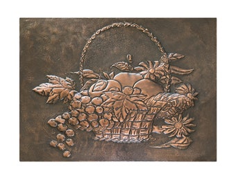 Grape Basket Copper Artisanal, Copper Mural & Backsplash, Copper Decor, Copper Gift, Copper Artwork