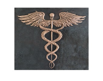 Caduceus Wall Art, Caduceus Copper Wall Sign, Caduceus Medical Symbol Sign, Hammered Handcrafted Medical Copper Decoration