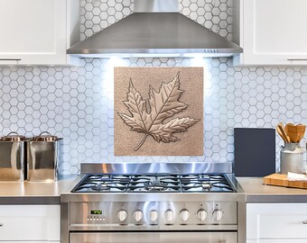 Copper Leaf Hammered, Handcrafted Copper Leaf & Kitchen Tile, Copper Decorative Panel, Metal Wall Decorative Accents, American Sycamore Leaf
