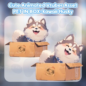 Animerad dekoration med söt hund | Vtuber-tillgångar | Vtuber-vän | Twitch-dekor | Kawaii hund | Twitch-överlägg | Husky