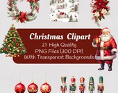 Christmas Clipart Png, Santa Claus Png, Watercolor Christmas Clipart, Commercial use, Instant Digital Download