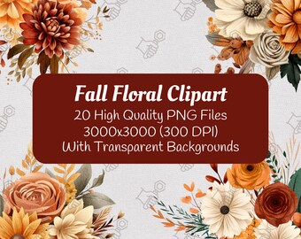 Fall Clipart | Autumn Flowers | Floral Clipart | Commercial Use | Fall Png | Instant Digital Download | Transparent Png