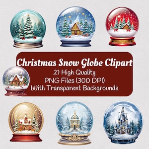 Christmas Snow Globe Png | Water Globe Holiday Design | Instant Download | Christmas Clipart | Christmas Bundle | Commercial Use
