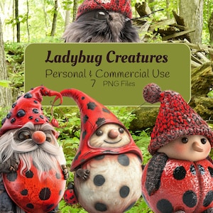 ladybug creatures | Ladybug Clipart | Cute ladybug For Crafts | Cute Bugs Clipart | Commercial Use
