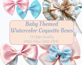Baby themed bows Clip Art | Coquette Bow PNG | Baby Bows Png | Coquette Png | Commercial Use | Digital Download