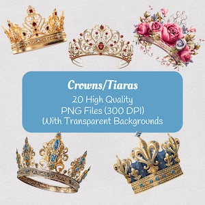 Crown Clipart | Princess Crowns | Tiara Png | Royal Crown  | Fairytale Princess  Clip Art | King Crown PNG | Queen Crowns
