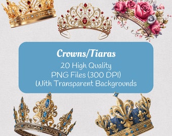 Imágenes prediseñadas de corona / Coronas de princesa / Tiara Png / Corona real / Imágenes prediseñadas de princesa de cuento de hadas / Corona de rey PNG / Coronas de reina