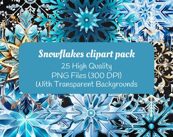 Imágenes prediseñadas de copo de nieve / uso comercial / Paquete SVG de copo de nieve / Descarga digital de copo de nieve / Clip Art de invierno / Paquete Png de copo de nieve
