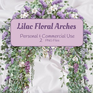 arcos florais png, clipart de arcos florais lilás, uso comercial, clipart de convite de casamento, casamento lilás