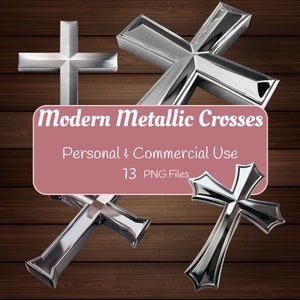 Modern Metallic Crosses Clipart | Crosses Clip Art | Christian Cross PNG | Commercial Use | Jesus Cross Clipart | Instant Download