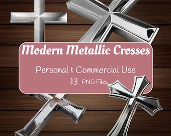 Imágenes prediseñadas de cruces metálicas modernas / Cruces Clip Art / Christian Cross PNG / Uso comercial / Jesus Cross Clipart / Descarga instantánea