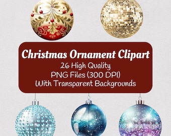 Christmas Ornament Clipart | Watercolor Christmas Clipart | Christmas PNG  | Ornament png | Holiday Designs Download | Digital Christmas