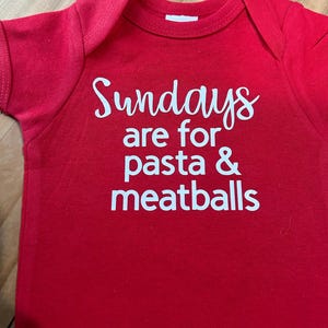 Os domingos de boas-vindas do Baby Onsie são para macarrões e almôndegas, tamanho 3 a 6 meses, macacão unissex para bebês e presente de boas-vindas