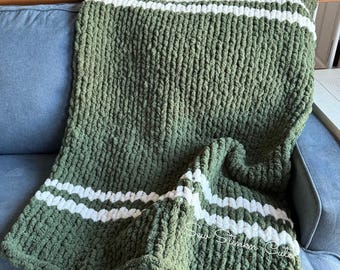 Oliv und Elfenbein Super Chunky Strickdecke, Chenille Decke, Chunky Decke, Chunky Knit, Team Chunky Knit decken