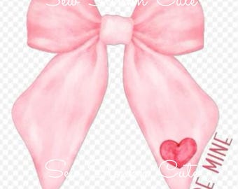 Fiocco rosa di San Valentino PNG, cuore civettuolo, design Be Mine (file digitale)