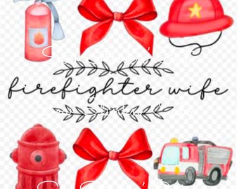 Fire Wife Coquette Png, Fire Hydrant and Bows Png, Firefighter life, Firefighter Wife png, Fire Truck Digital Design
