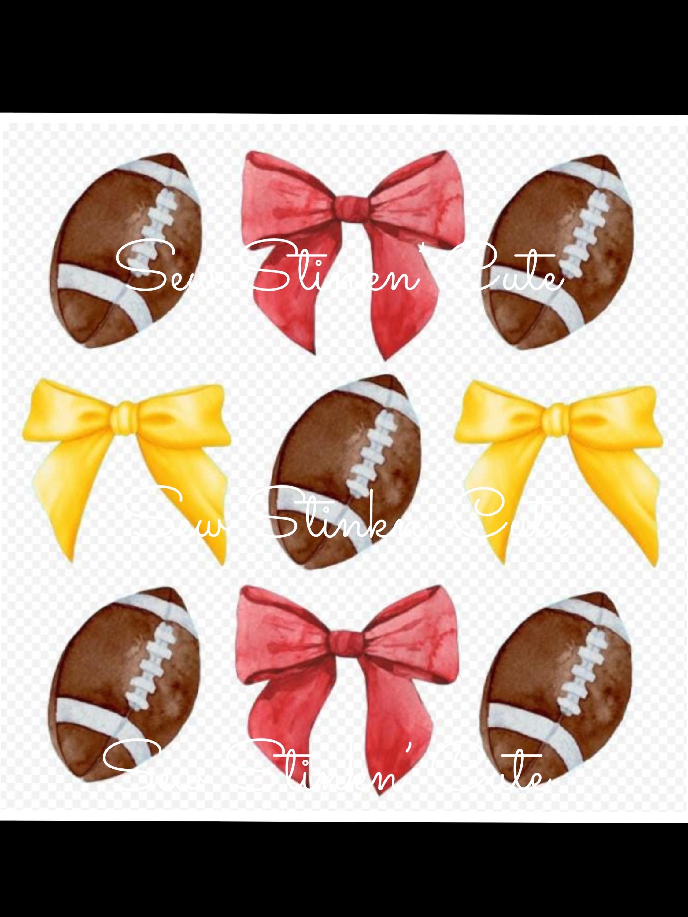 Yellow and Red Bows with Footballs Coquette, Football png, Game Day, Football png, Fall Football, Football Season Png, Cheifs png