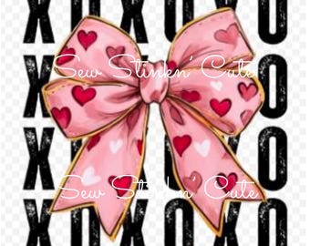 Coquette Bow PNG, Valentine Coquette, Coquette, XOXO PNG, Girly png, Bow Heart png, Valentines Day Coquette png, Bow and hearts png
