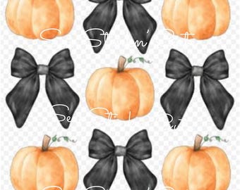 Pumpkin Coquette Black Bows Girly Pumpkin Bow PNG, Fall Pumpkin Digital File, Pumpkin Printable DTF Girly Pumpkin Design Girly Fall File