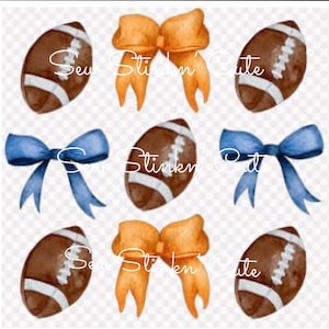 Football and Bows Coquette, Football png, Game Day, Football png, Fall Football, Football Season Png, Cheer png,  Blue and Orange Bow png