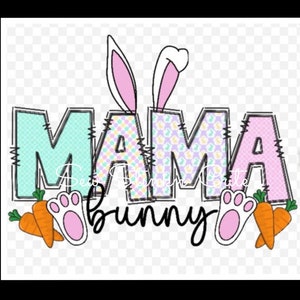 Bunny Mama Png, Mama Bunny file, Easter Design File, Easter PNG, Retro Easter png, Digital Download