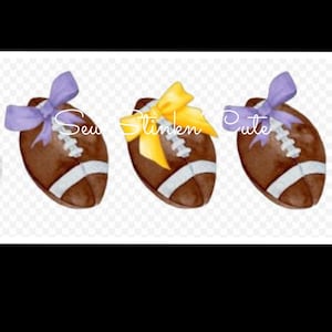 Football Coquette png, Purple and Yellow Bow and Football PNG, Girly Coquette Bow, LSU Football Design, Fall Football